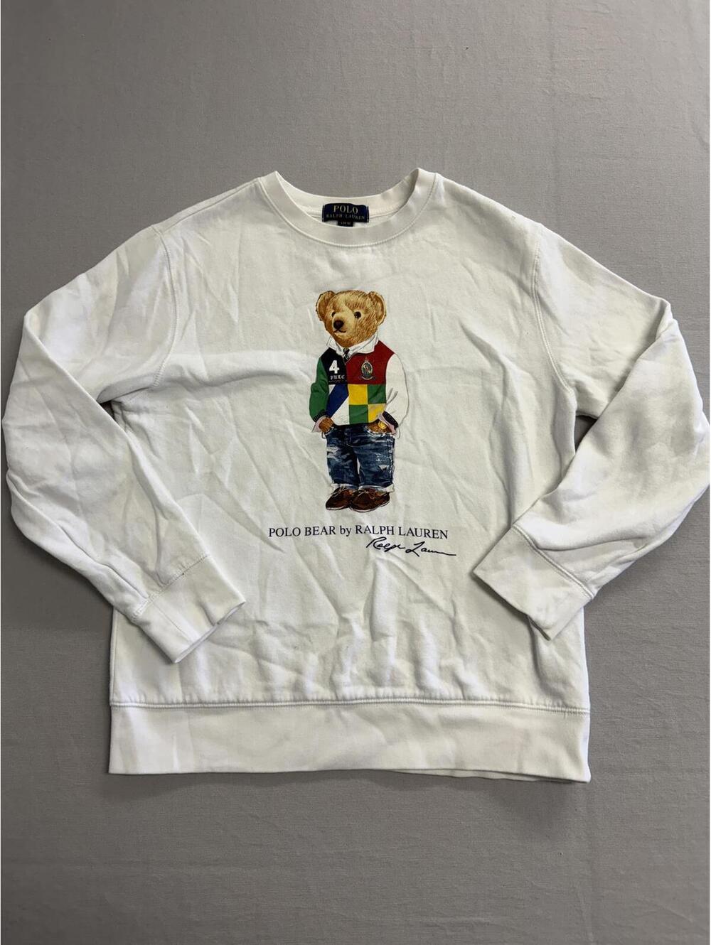 Kids Polo Bear Crew Ralph Lauren White Sweatshirt L 14-16